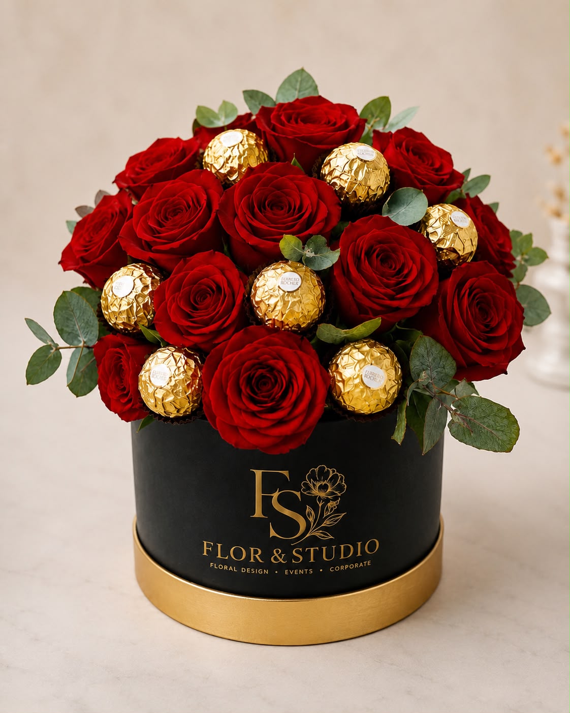 Red Roses Ferrero Hatbox